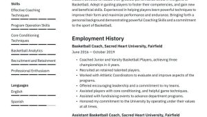 Baseball D1 Resume Sample Colllege Player Basketball Coach Resume Examples & Writing Tips 2022 (free Guide)