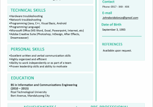 Best Sample Of Resume for Fresh Graduate formats Resume for Fresh Graduates Call Center Samples