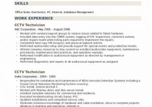 Best Sample Resume Of Cctv Technician Cctv Technician Resume Samples