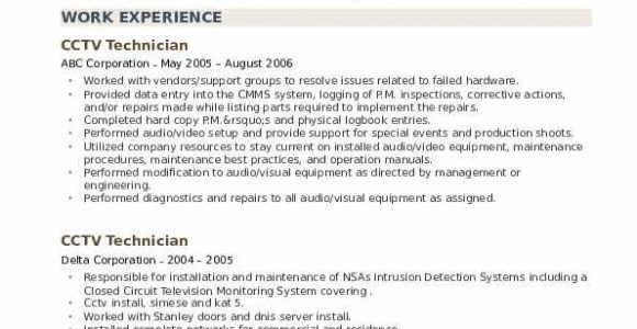 Best Sample Resume Of Cctv Technician Cctv Technician Resume Samples