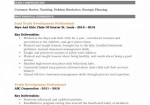 Boys and Girls Club Resume Sample Youth Development Professional Resume Samples