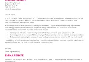Buffalo Wild Wings Manager Sample Resume Server Cover Letter Examples In 2022 – Resumebuilder.com
