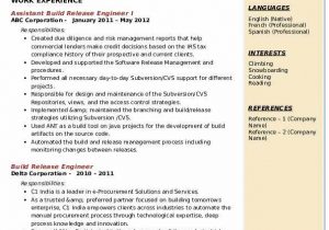 Build and Release Engineer Resume Sample India Build Release Engineer Resume Samples
