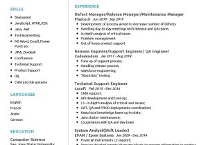 Build and Release Engineer Resume Samples Technical Support Engineer Cv Template 2022 Writing Tips …