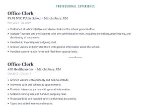 Bulk Mailings Task On Sample Resume Office Clerk Resume Example with Content Sample Craftmycv