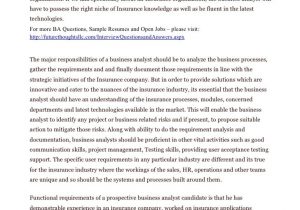 Business Analyst Insurance Domain Sample Resume Business Analyst Resume for Insurance Industry