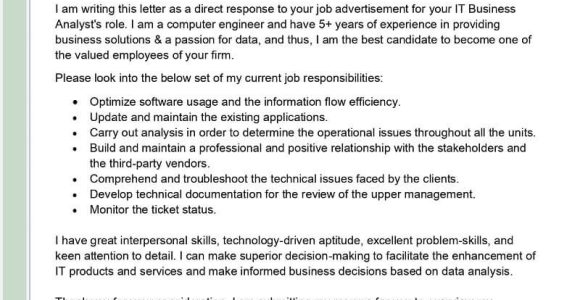 Business Analyst Resume Cover Letter Samples It Business Analyst Cover Letter Examples – Qwikresume