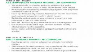 Call Center Quality assurance Resume Samples Quality assurance Specialist Resume Samples