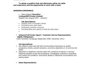Call Center Sample Resume with No Experience Philippines Image Result for Objectives In Resume for Call Center No