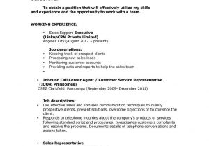 Call Center Sample Resume with No Experience Philippines Image Result for Objectives In Resume for Call Center No