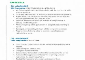 Car Dealership Lot attendant Resume Sample Car Lot attendant Resume Samples