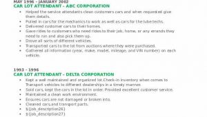 Car Dealership Lot attendant Resume Sample Car Lot attendant Resume Samples