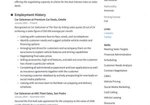 Car Salesman Job Description Resume Sample Car Salesman Resume & Writing Guide  17 Resume Templates 2021