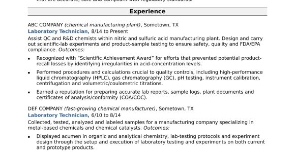 Chemical Characterization Using Hplc Resume Sample Senior Laboratory Technician Resume Sample Monster.com