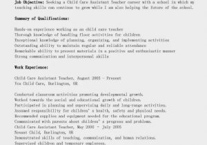 Child Care assistant Teacher Resume Sample Child Care Teacher Resume Sample October 2021