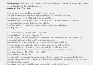 Child Care Resume Sample No Experience Sample Resume for Child Care Worker with No Experience