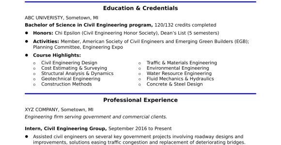 Civil Engineer Graduate Fresher Resume Sample Entry-level Civil Engineering Resume Monster.com
