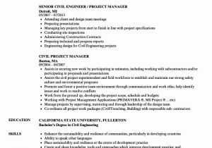 Civil Engineering Project Manager Resume Sample √ 25 Engineering Project Manager Resume