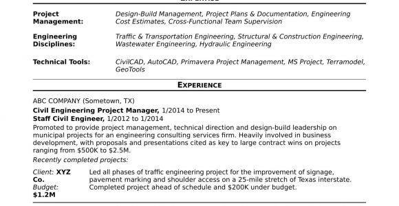 Civil Engineering Project Manager Resume Sample Sample Resume for A Midlevel Engineering Project Manager