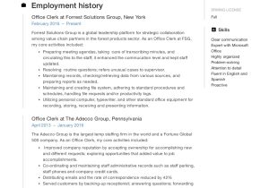 Clerical Resume Sample with No Experience Office Clerk Resume & Guide  12 Samples Pdf 2021