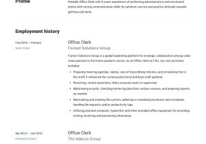 Clerical Resume Sample with No Experience Office Clerk Resume & Guide  12 Samples Pdf 2021