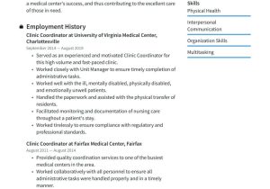 Clinical Research Coordinator Resume Free Sample Clinic Coordinator Resume Example & Writing Guide Â· Resume.io