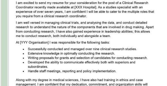 Clinical Research Coordinator Resume Free Sample Clinical Research Coordinator Cover Letter Examples – Qwikresume