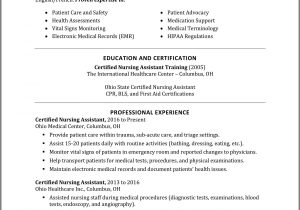 Cna Resume Sample with Hospital Experience Cna Resume