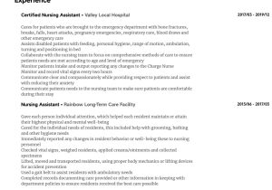 Cna Resume Sample with Hospital Experience Nursing assistant Resume Samples All Experience Levels Resume …