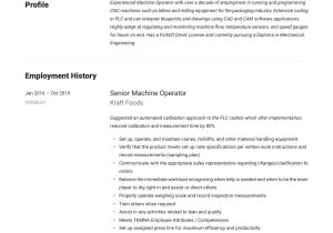 Cnc Machine Service Engineer Resume Sample Machine Operator Resume & Writing Guide  12 Templates 2020