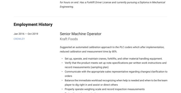 Cnc Press Brake Operator Resume Sample Machine Operator Resume & Writing Guide  12 Templates 2020