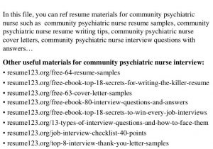 Community Mental Health Nurse Resume Sample top 8 Community Psychiatric Nurse Resume Samples