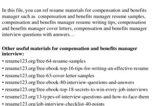 Compensation and Benefits Manager Resume Sample top 8 Compensation and Benefits Manager Resume Samples