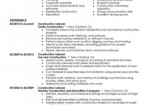 Construction Worker Resume Examples and Samples Sample Resume for A Construction Worker