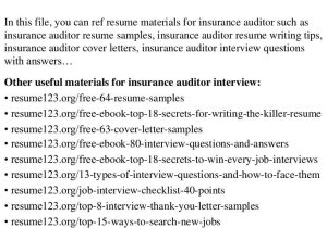 Counseling Psychology Insurance Auditor Resume Sample top 8 Insurance Auditor Resume Samples