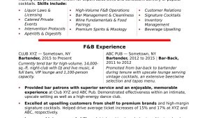 Country Club Server Bartender Resume Sample Bartender Resume Monster.com