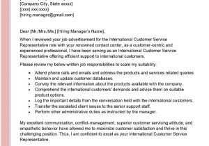 Cover Letter Customer Service Resume Sample International Customer Service Representative Cover Letter …