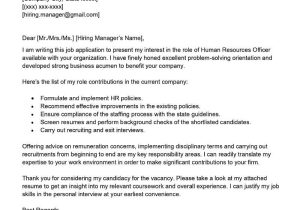 Cover Letter for Resume Hr Samples Human Resources Officer Cover Letter Examples – Qwikresume