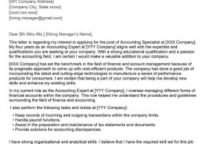 Cover Letter for Resume Sample Accountant Accounting Specialist Cover Letter Examples – Qwikresume