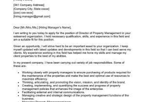 Cover Letter Sample for Resume Commercial Property Manager Director Of Property Management Cover Letter Examples – Qwikresume
