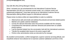 Cover Letter Sample for Resume for Customer Service International Customer Service Representative Cover Letter …