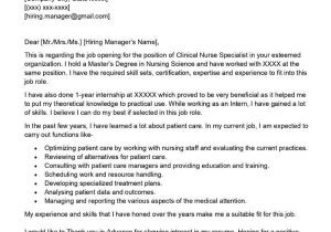 Cover Letter Sample for Resume Nursing Clinical Nurse Specialist Cover Letter Examples – Qwikresume