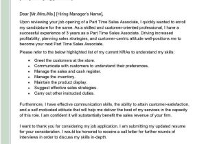 Cover Letter Sample for Resume Sales Part Time Sales associate Cover Letter Examples – Qwikresume