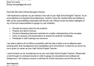 Cover Letter Sample for Resume Teacher High School English Teacher Cover Letter Examples – Qwikresume