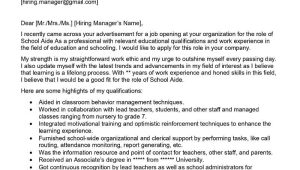 Cover Letter Sample for School Aide Resume School Aide Cover Letter Examples – Qwikresume