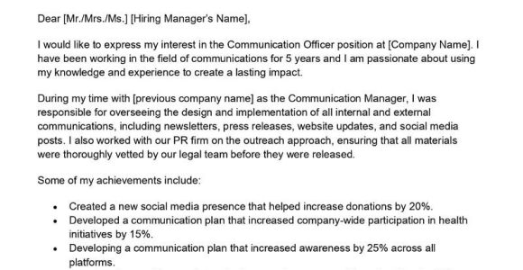 Cover Letter Sample Telecommunications Operator Resume Communications Officer Cover Letter Examples – Qwikresume