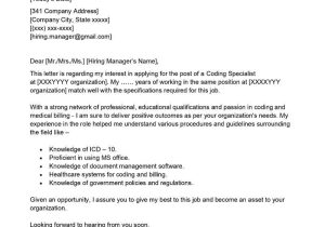Cover Letter Samples for Resume Medical Coder Coding Specialist Cover Letter Examples – Qwikresume