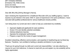 Cover Letter to Send Resume to A Recruiter Sample Healthcare Recruiter Cover Letter Examples – Qwikresume