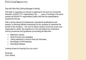 Cover Letter to Send Resume to A Recuiter Sample Corporate Recruiter Cover Letter Examples – Qwikresume