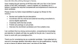 Cover Letter to Send Resume to A Recuiter Sample Hr Recruiter Cover Letter Examples – Qwikresume